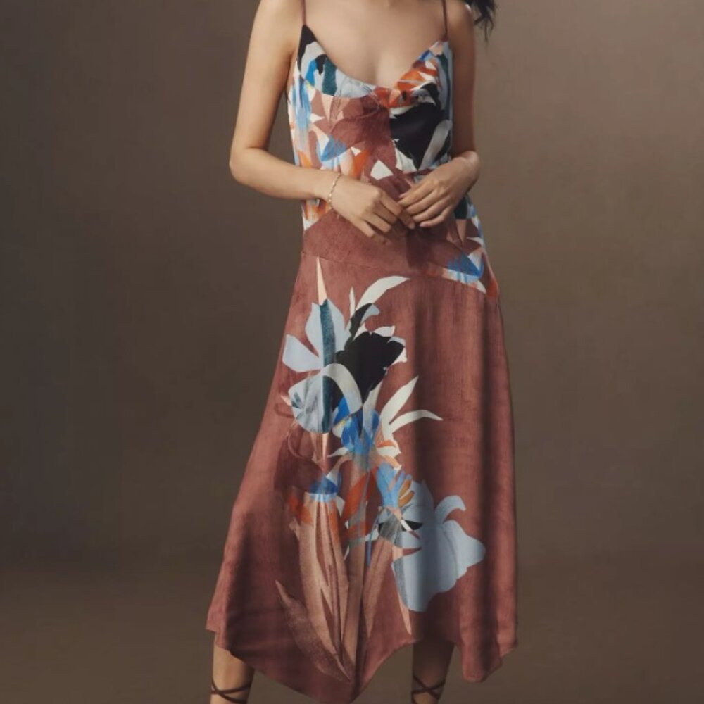 Anthropologie Sleeveless Floral Slip Dress XL